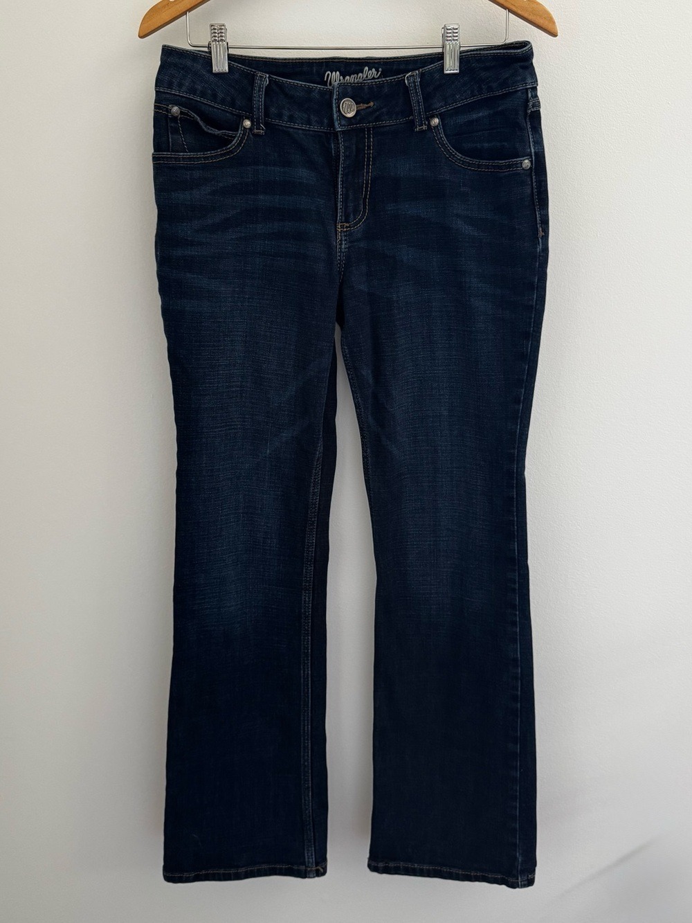 Wrangler Dark Wash Boot Cut Western Jeans Size 9 x 32